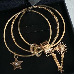 VERSACE VIRTUS 3 BANGLE CHARM BRACELETS MEDUSA GOLD RARE MOB WIFE ERA BNWT!!